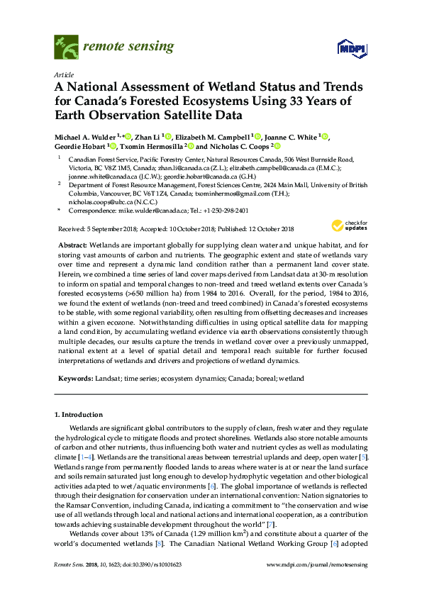 (PDF) A National Assessment of Wetland Status and Trends for Canada’s ...
