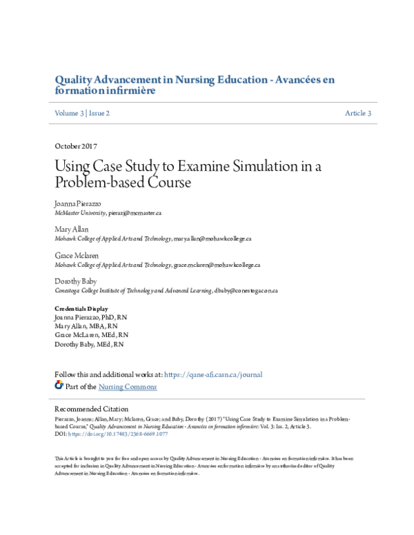 (PDF) Using Case Study to Examine Simulation in a Problem-based Course