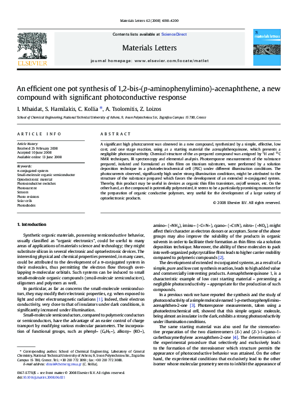 (PDF) An efficient one pot synthesis of 1,2-bis-(p-aminophenylimino ...
