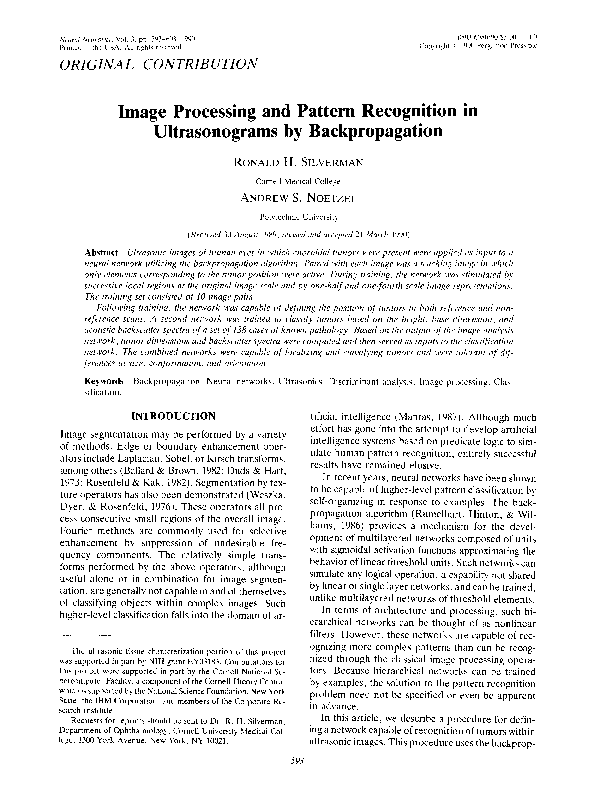 (PDF) Image processing and pattern recognition in ultrasonograms by ...