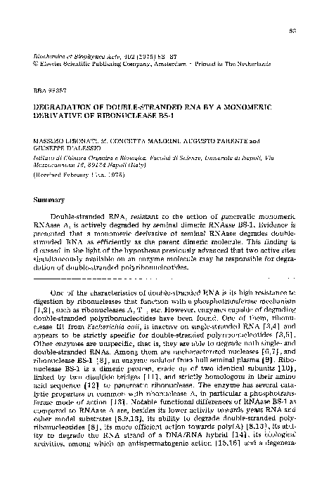 (PDF) Degradation of double-stranded RNA by a monomeric derivative of ...