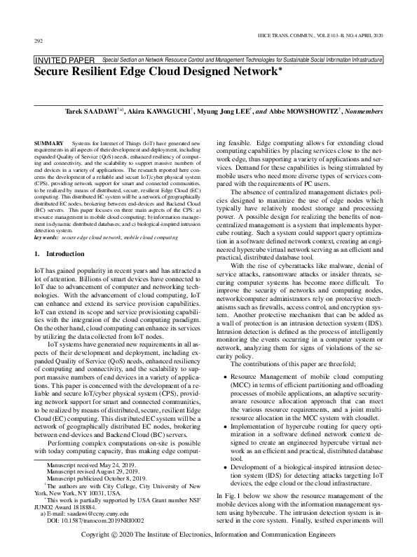 (PDF) Secure Resilient Edge Cloud Designed Network