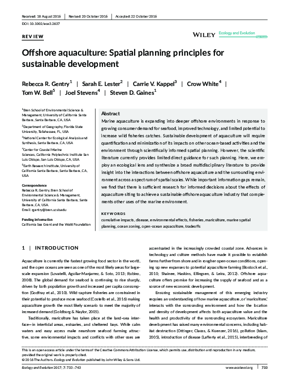 (PDF) Offshore aquaculture: Spatial planning principles for sustainable ...