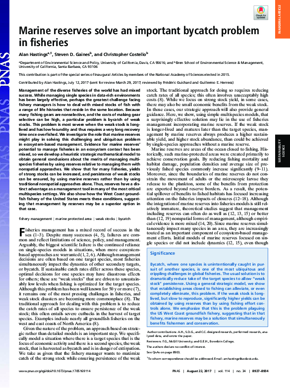 (PDF) Marine reserves solve an important bycatch problem in fisheries