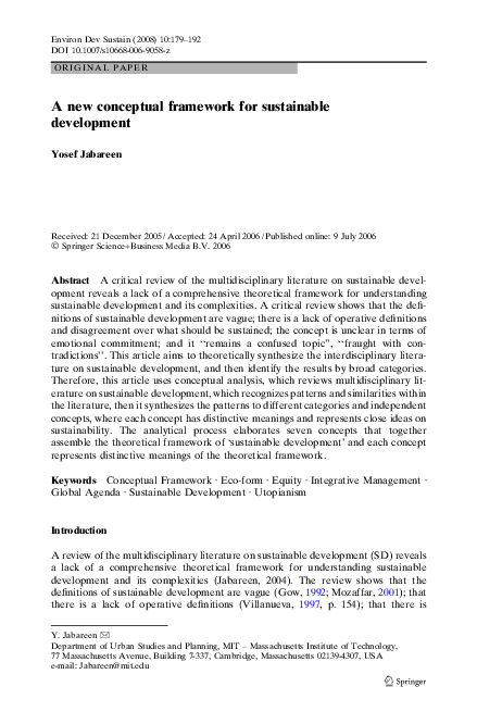 (PDF) A new conceptual framework for sustainable development