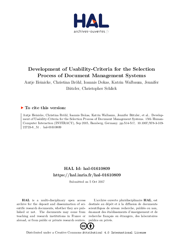 (PDF) Development of Usability-Criteria for the Selection Process of ...