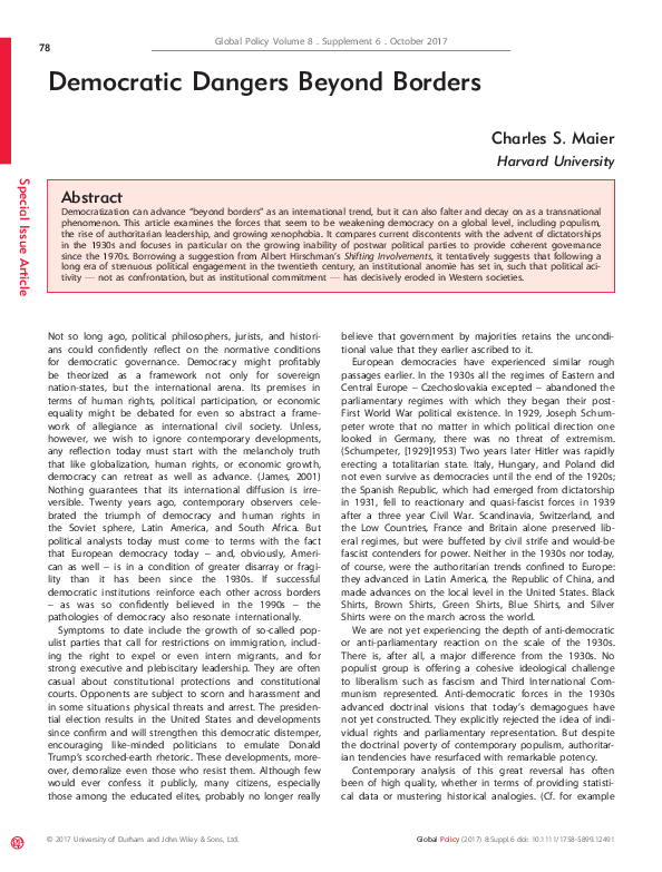 (PDF) Democratic Dangers Beyond Borders