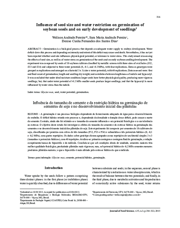 (PDF) Influence of seed size and water restriction on germination of ...