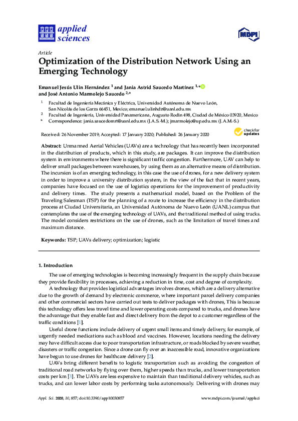 (PDF) Optimization of the Distribution Network Using an Emerging Technology