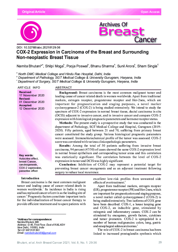 (PDF) COX-2 Expression in Carcinoma of the Breast and Surrounding Non ...