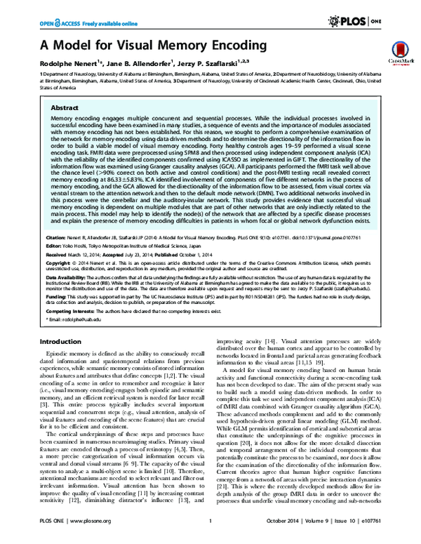 (PDF) A Model for Visual Memory Encoding