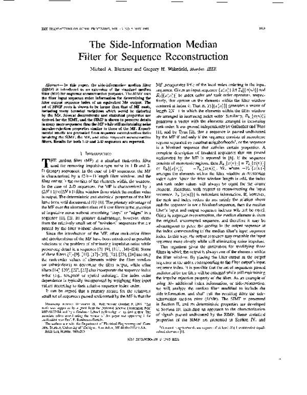 (PDF) The side-information median filter for sequence reconstruction