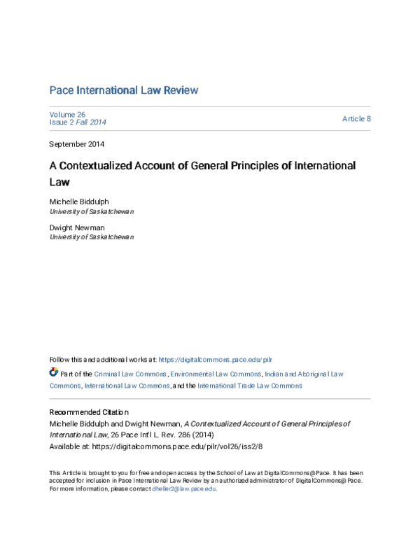 (PDF) A Contextualized Account of General Principles of International Law