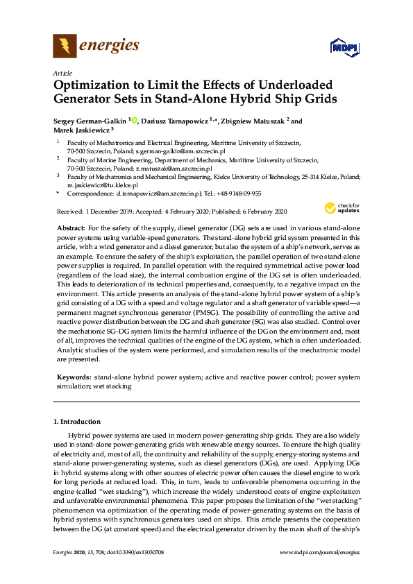 (PDF) Optimization to Limit the Effects of Underloaded Generator Sets ...