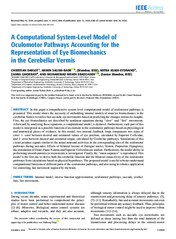 (PDF) A Computational System-Level Model of Oculomotor Pathways ...