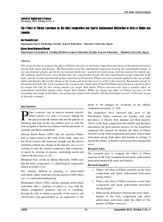 (PDF) The effect of Pilates exercises on body composition: A systematic ...