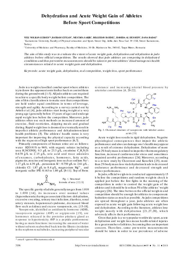 (PDF) Dehydration and Acute Weight Gain of Athletes Before Sport