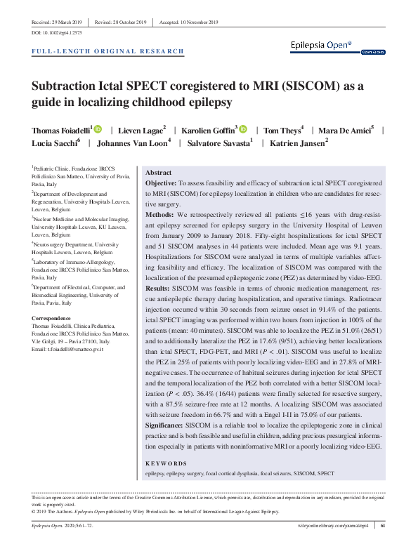 (PDF) Subtraction Ictal SPECT coregistered to MRI (SISCOM) as a guide ...