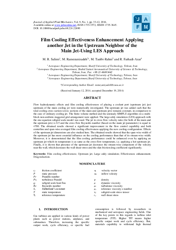 (PDF) Film Cooling Effectiveness Enhancement Applying another Jet in ...