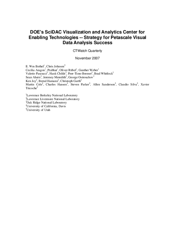 (PDF) DOE's SciDAC Visualization and Analytics Center for ...