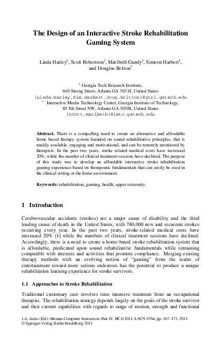 (PDF) The Design of an Interactive Stroke Rehabilitation Gaming System