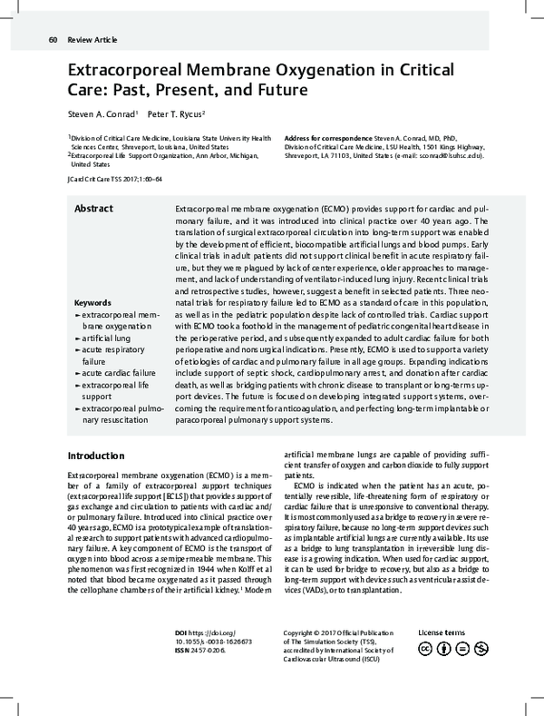 (PDF) [Extracorporeal membrane oxygenation in critical care]