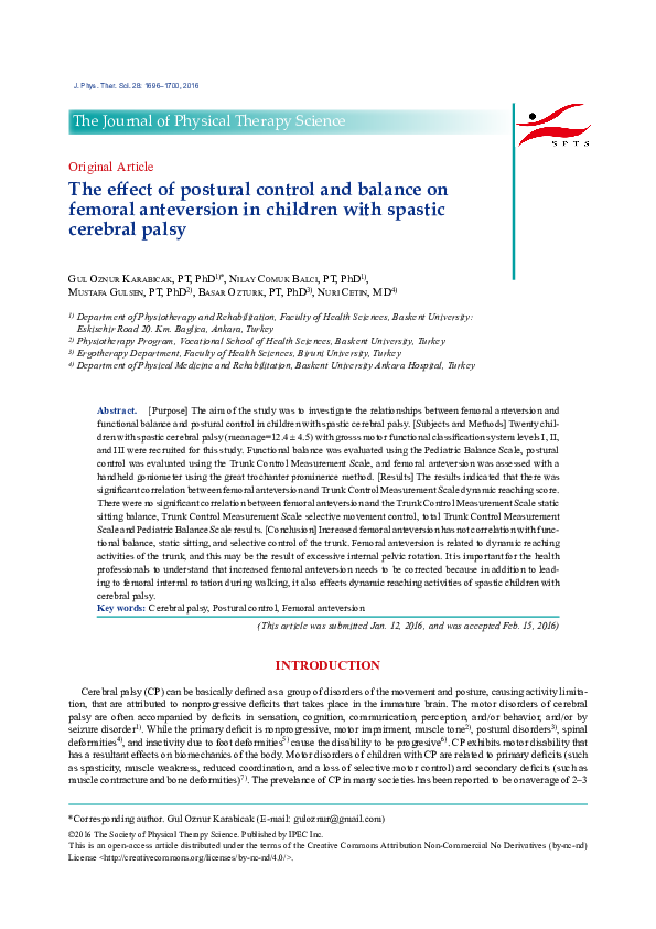 (PDF) The effect of postural control and balance on femoral anteversion ...