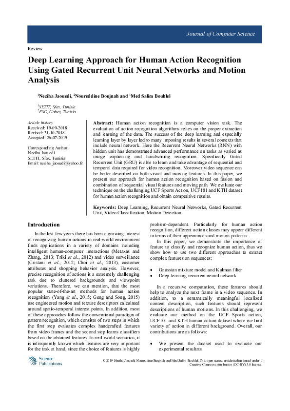 (PDF) Deep Learning Approach for Human Action Recognition Using Gated ...