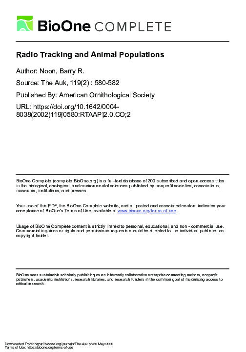 (PDF) Radio Tracking and Animal Populations