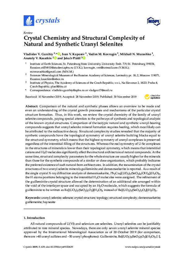 (PDF) Crystal Chemistry and Structural Complexity of Natural and ...