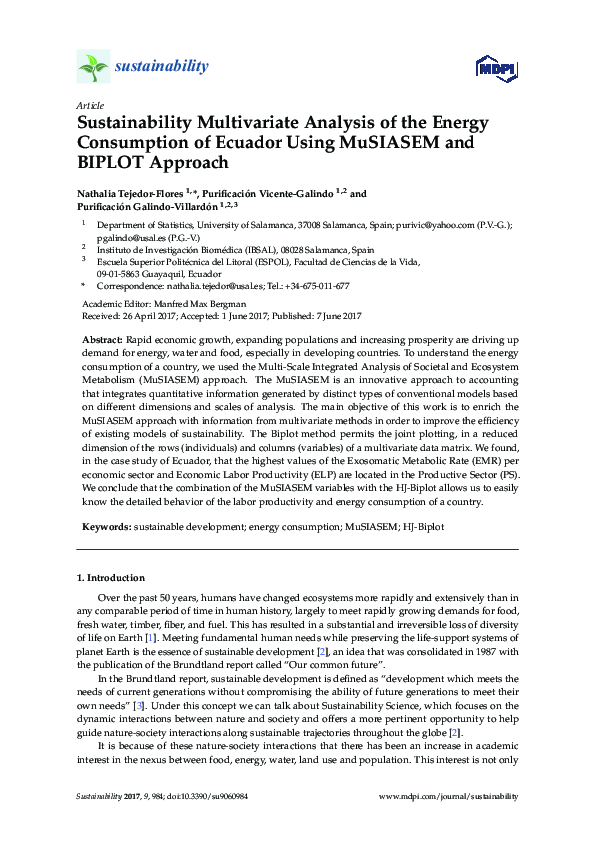 (PDF) Sustainability Multivariate Analysis of the Energy Consumption of ...