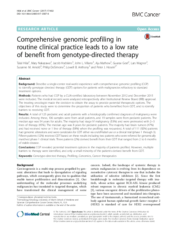 (PDF) Comprehensive genomic profiling in routine clinical practice ...