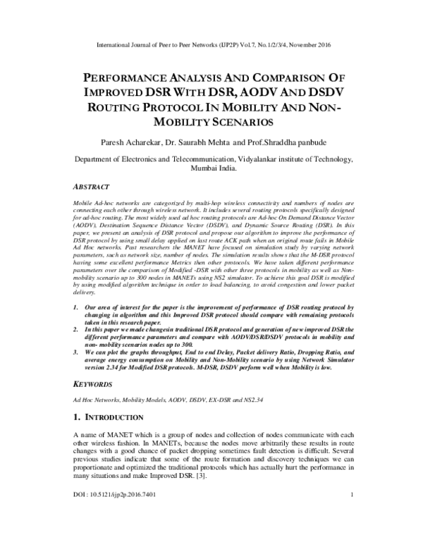 (PDF) Performance Analysis and Comparison of Improved DSR with DSR ...