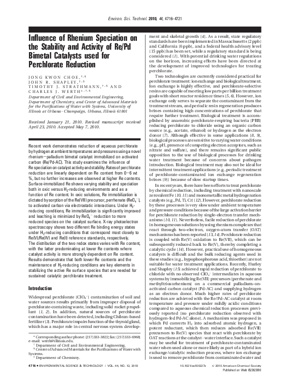 (PDF) Influence of Rhenium Speciation on the Stability and Activity of ...