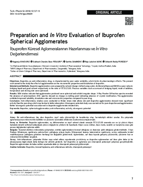 (PDF) Preparation and in vitro evaluation of ibuprofen spherical ...