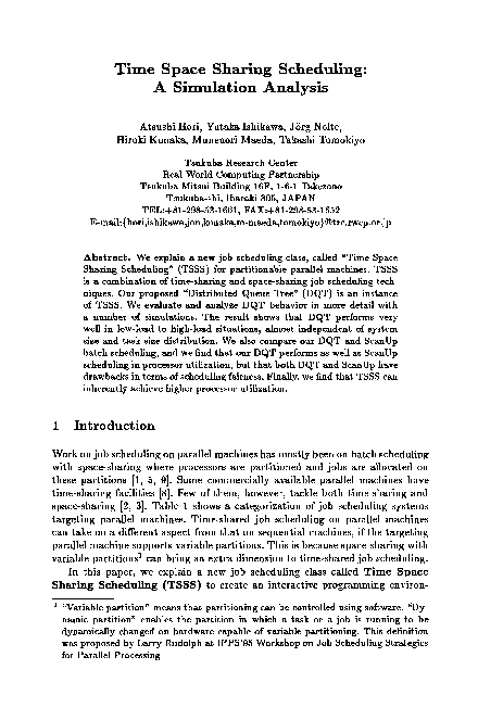(PDF) Time space sharing scheduling: A simulation analysis
