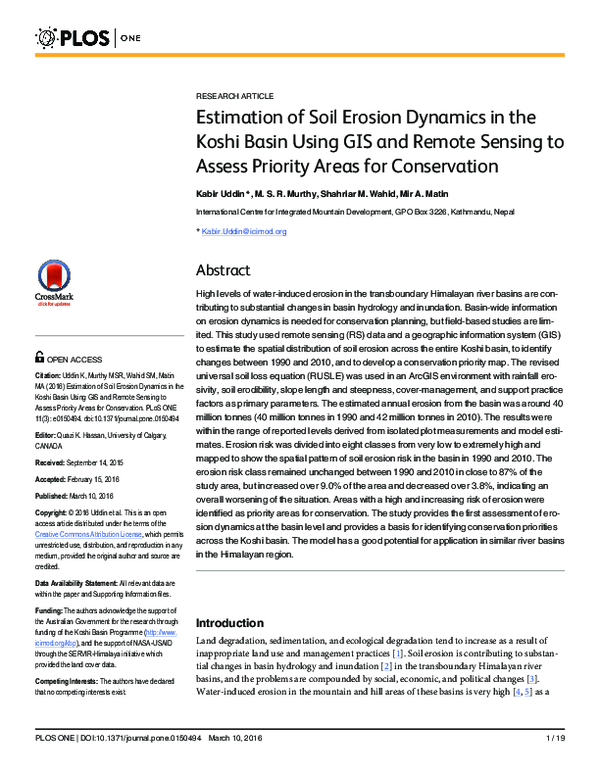(PDF) Estimation of Soil Erosion Dynamics in the Koshi Basin Using GIS ...