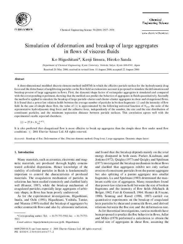 (PDF) Simulation of deformation and breakup of large aggregates in ...
