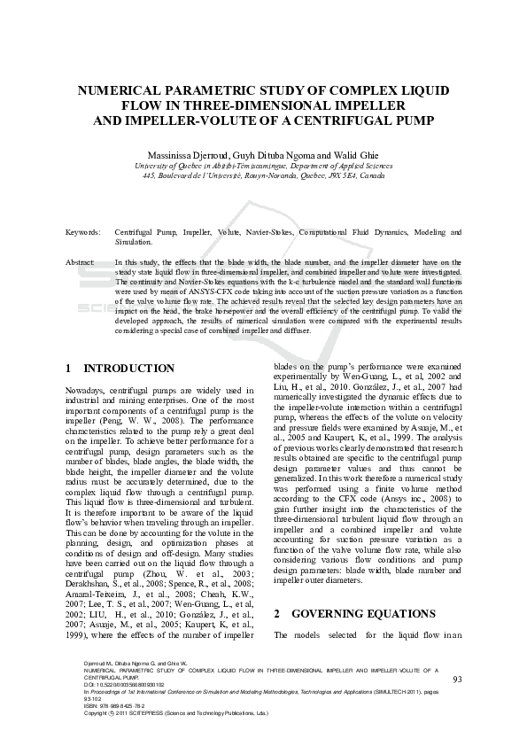 (PDF) Numerical Parametric Study of Complex Liquid Flow in Three ...