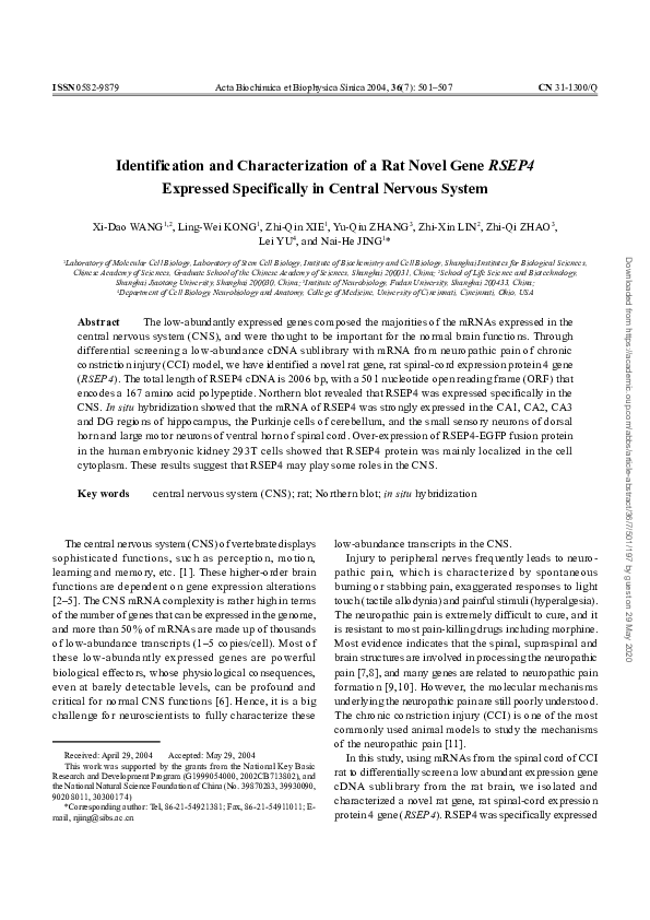 (PDF) Identification and characterization of a rat novel gene RSEP4 ...
