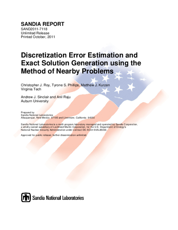 (PDF) Discretization error estimation and exact solution generation ...