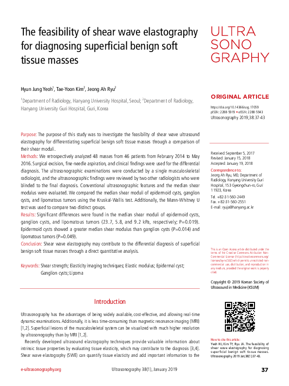 (PDF) The feasibility of shear wave elastography for diagnosing ...