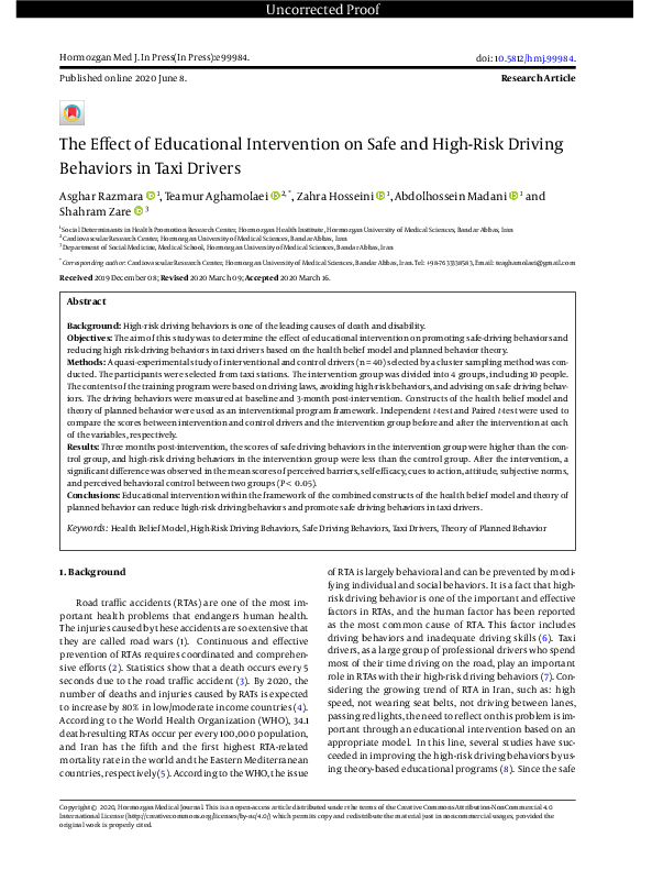 (PDF) The Effect of Educational Intervention on Safe and High-Risk ...