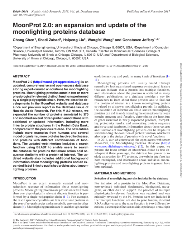 (PDF) MoonProt 2.0: an expansion and update of the moonlighting ...