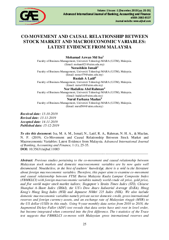 (PDF) Co-Movement and Causal Relationship Between Stock Market and ...