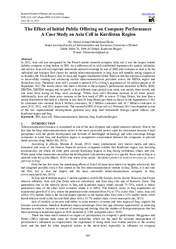 (PDF) The Effect of Initial Public Offering on Company Performance A ...