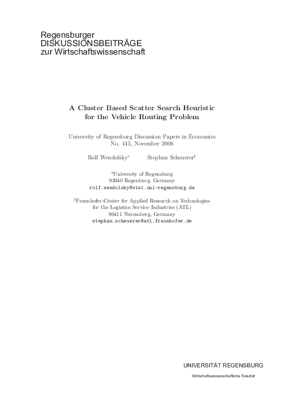 (PDF) A Cluster Based Scatter Search Heuristic for the Vehicle Routing ...