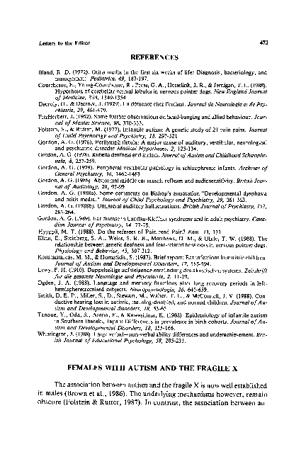 (PDF) Females with autism and the fragile X