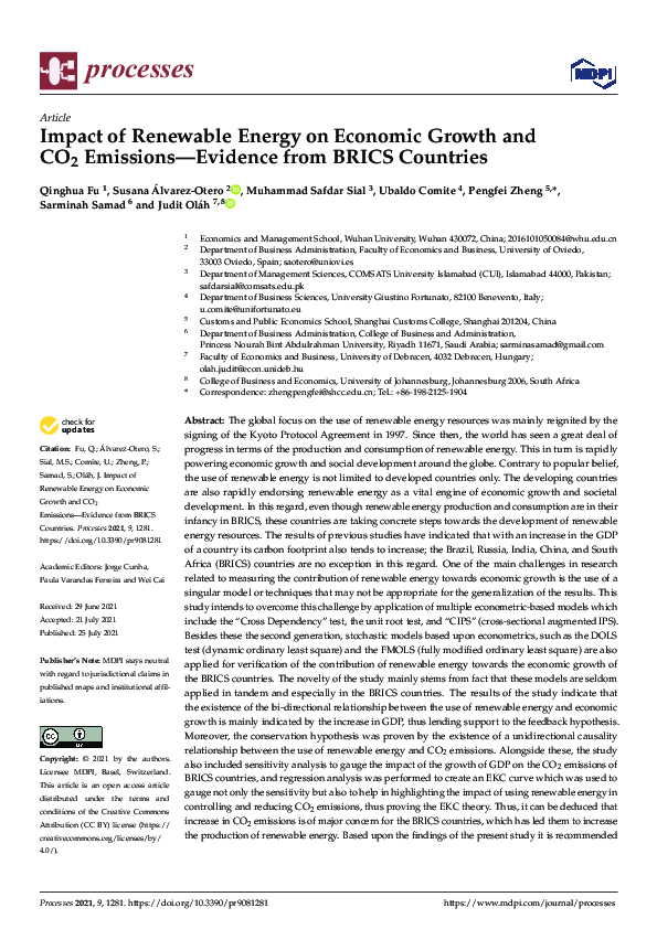 (PDF) Impact of Renewable Energy on Economic Growth and CO2 Emissions ...