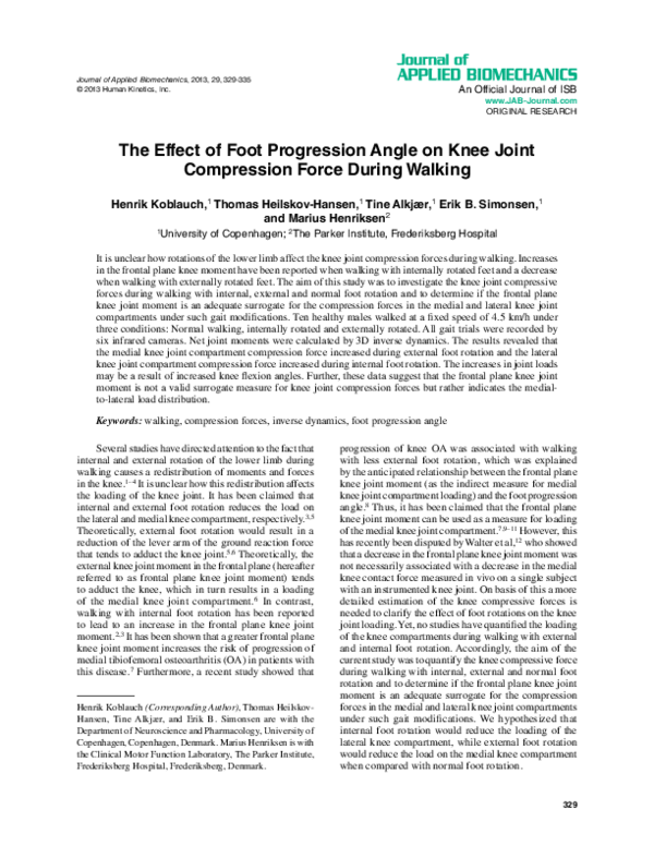 (PDF) The effect of foot progression angle on knee joint compression ...